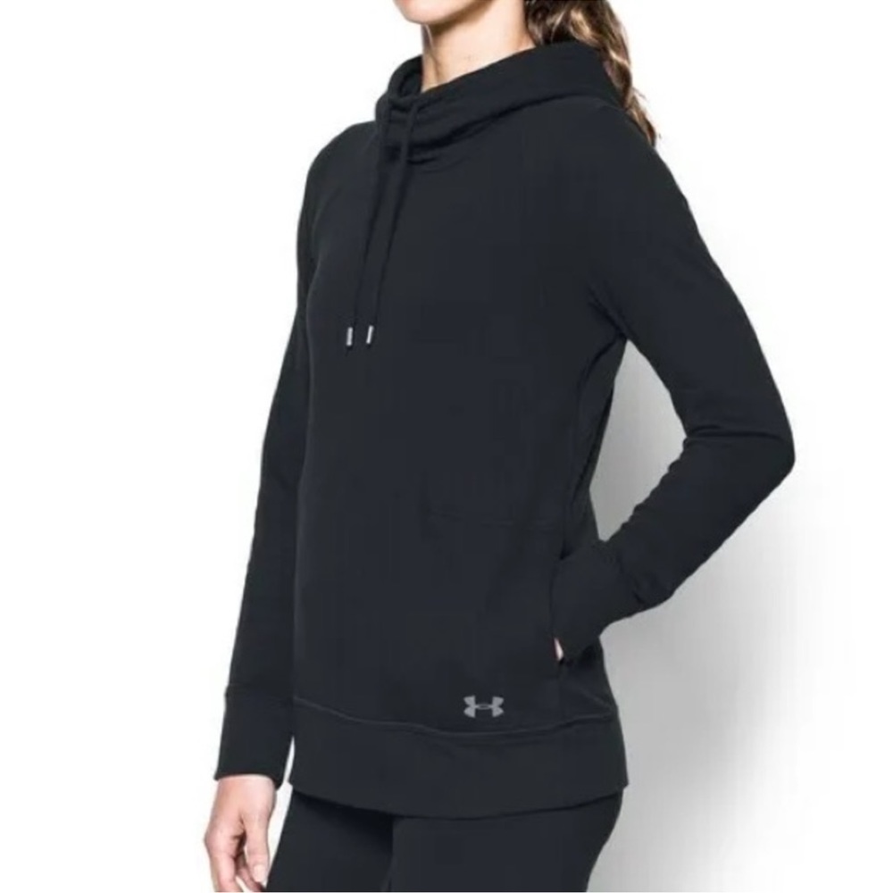 Under Armour Black High-neck/Funnel Hood Sweatshirt with Back Cutout Size Small
